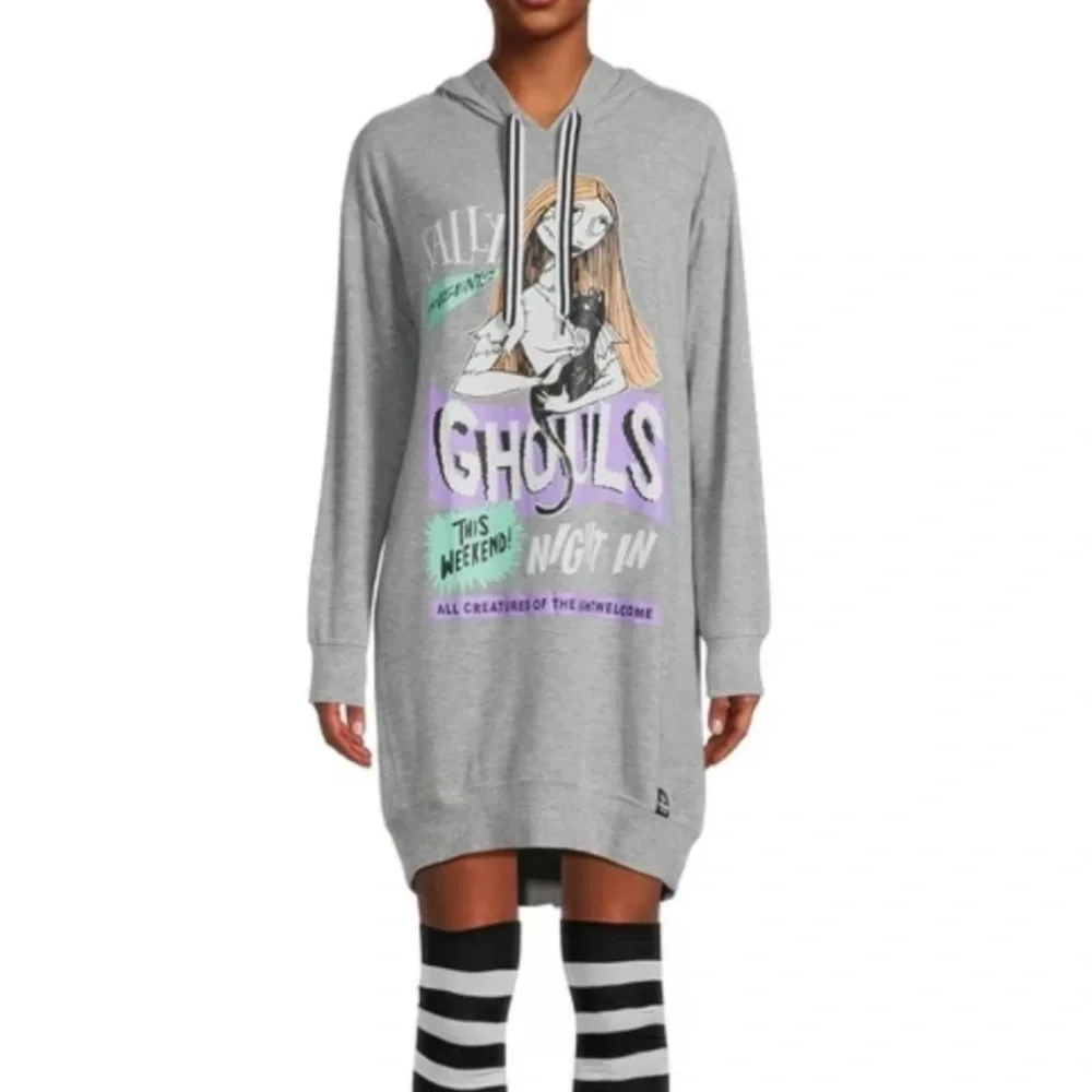 Disney Nightmare Before Christmas Hooded Sleepshirt Sally Graphic Gray Size XS - Picture 8 of 8